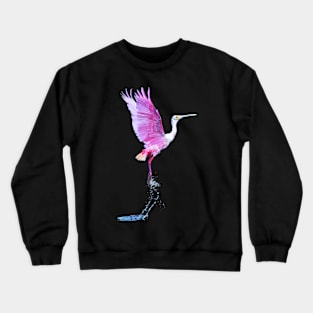 Serenity in Flight: Rosette Spoonbill Graphic Print – Captivating Nature Art for Your Space Crewneck Sweatshirt